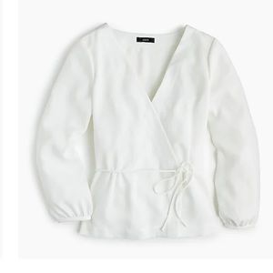 NWT J.Crew crepey faux wrap top size 0P white